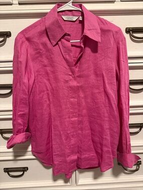 & Other Stories Stockholm Atelier Pink Linen Button Up Shirt Top Small